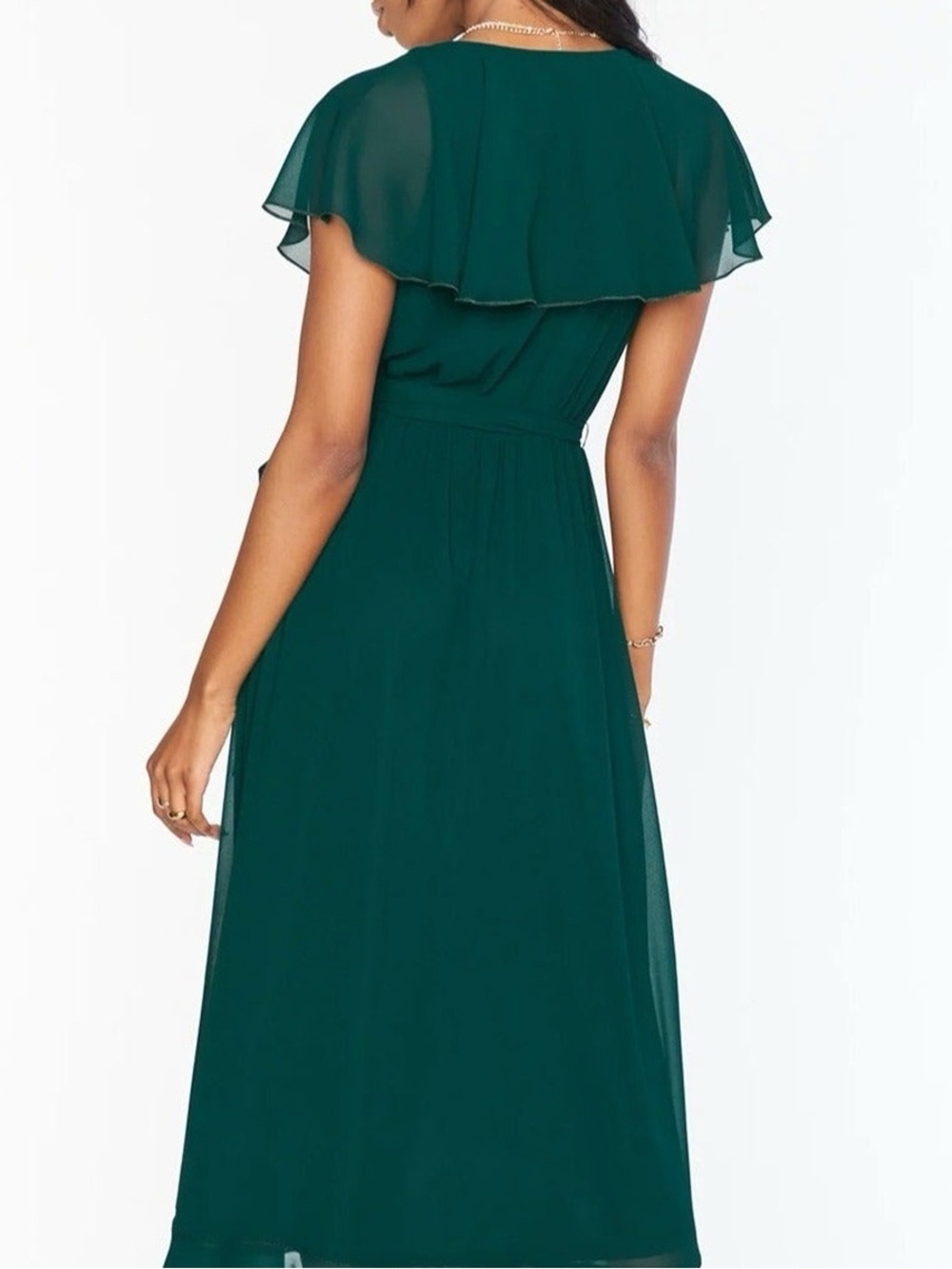 Show Me Your MuMu Emerald/Forrest Green Ruffle Wrap Maxi Dress - Picture 5 of 9
